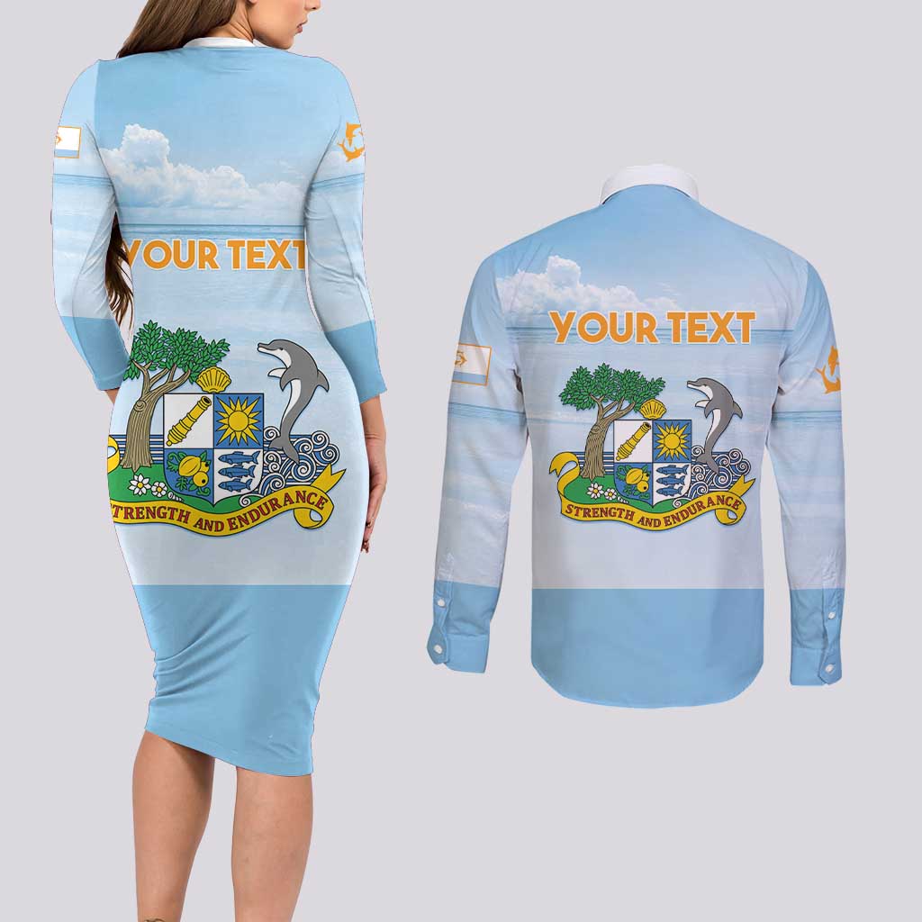 Personalized Republic of Anguilla Couples Matching Long Sleeve Bodycon Dress and Long Sleeve Button Shirt Strength and Endurance