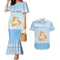 Personalized Republic of Anguilla Couples Matching Mermaid Dress and Hawaiian Shirt Strength and Endurance