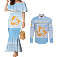 Personalized Republic of Anguilla Couples Matching Mermaid Dress and Long Sleeve Button Shirt Strength and Endurance