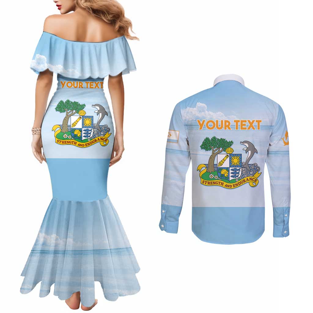 Personalized Republic of Anguilla Couples Matching Mermaid Dress and Long Sleeve Button Shirt Strength and Endurance