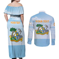 Personalized Republic of Anguilla Couples Matching Off Shoulder Maxi Dress and Long Sleeve Button Shirt Strength and Endurance