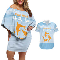 Personalized Republic of Anguilla Couples Matching Off Shoulder Short Dress and Hawaiian Shirt Strength and Endurance