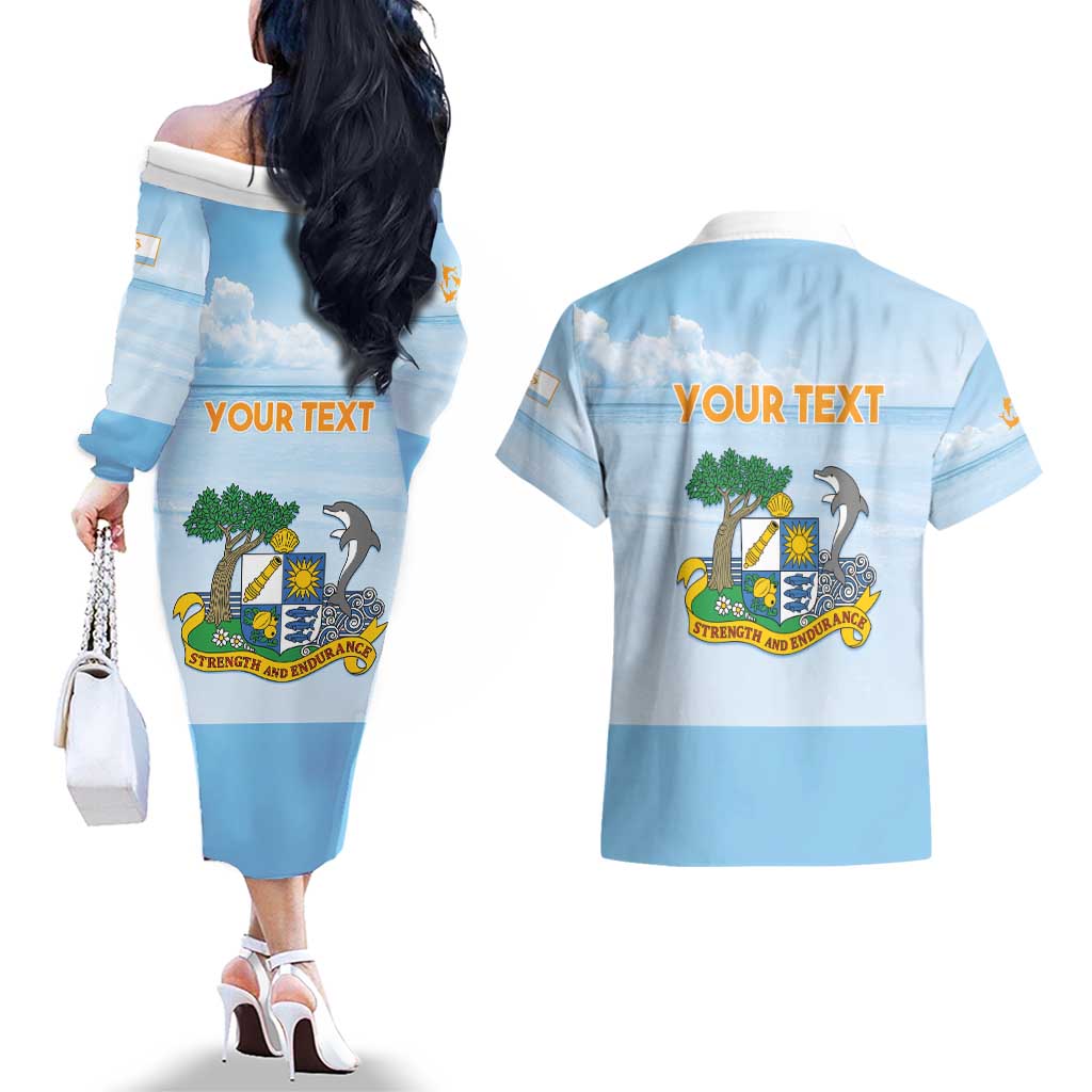 Personalized Republic of Anguilla Couples Matching Off The Shoulder Long Sleeve Dress and Hawaiian Shirt Strength and Endurance