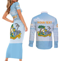Personalized Republic of Anguilla Couples Matching Short Sleeve Bodycon Dress and Long Sleeve Button Shirt Strength and Endurance