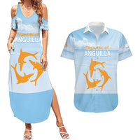 Personalized Republic of Anguilla Couples Matching Summer Maxi Dress and Hawaiian Shirt Strength and Endurance