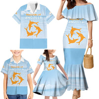Personalized Republic of Anguilla Family Matching Mermaid Dress and Hawaiian Shirt Strength and Endurance - Wonder Print Shop