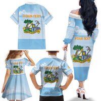 Personalized Republic of Anguilla Family Matching Off The Shoulder Long Sleeve Dress and Hawaiian Shirt Strength and Endurance
