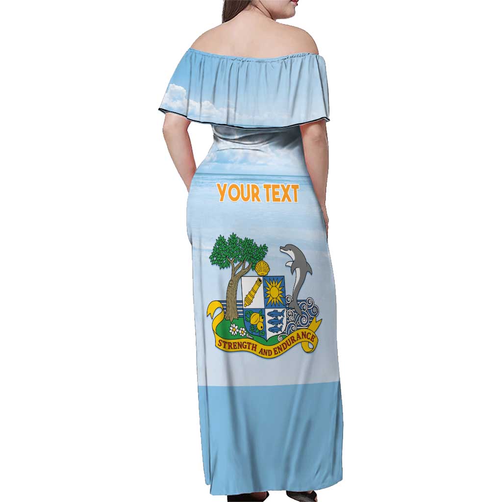 Personalized Republic of Anguilla Family Matching Off Shoulder Maxi Dress and Hawaiian Shirt Strength and Endurance - Wonder Print Shop