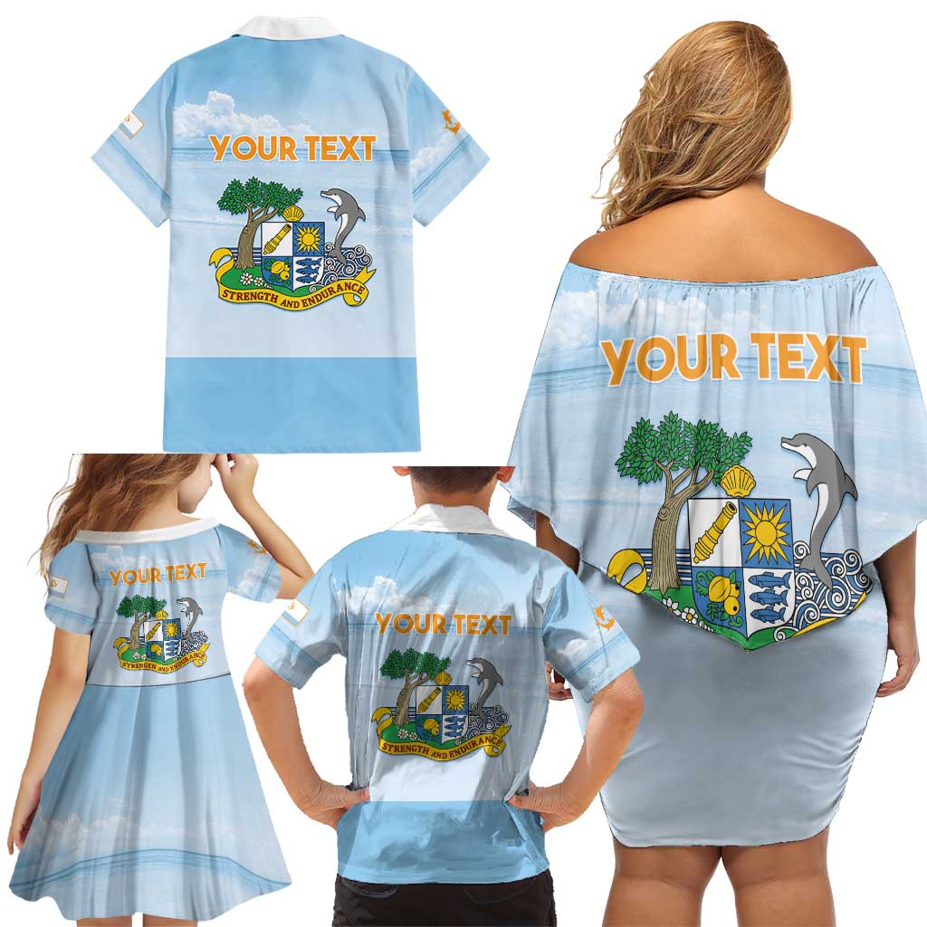 Personalized Republic of Anguilla Family Matching Off Shoulder Short Dress and Hawaiian Shirt Strength and Endurance - Wonder Print Shop
