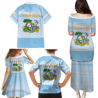 Personalized Republic of Anguilla Family Matching Puletasi and Hawaiian Shirt Strength and Endurance