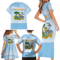 Personalized Republic of Anguilla Family Matching Short Sleeve Bodycon Dress and Hawaiian Shirt Strength and Endurance - Wonder Print Shop