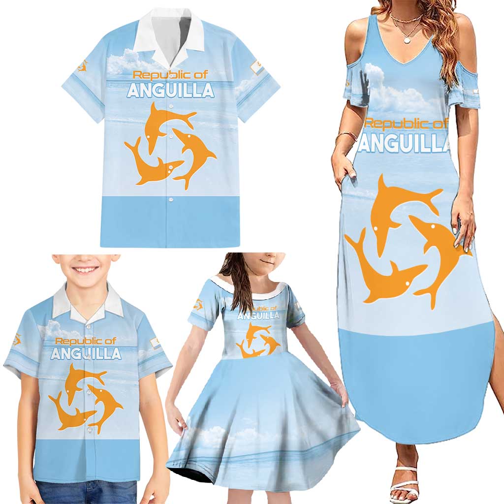 Personalized Republic of Anguilla Family Matching Summer Maxi Dress and Hawaiian Shirt Strength and Endurance - Wonder Print Shop