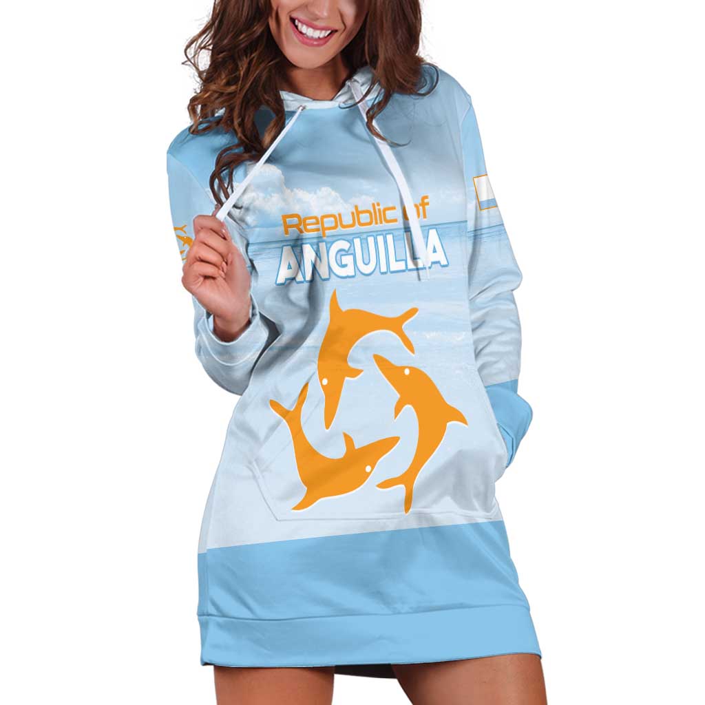 Personalized Republic of Anguilla Hoodie Dress Strength and Endurance - Wonder Print Shop