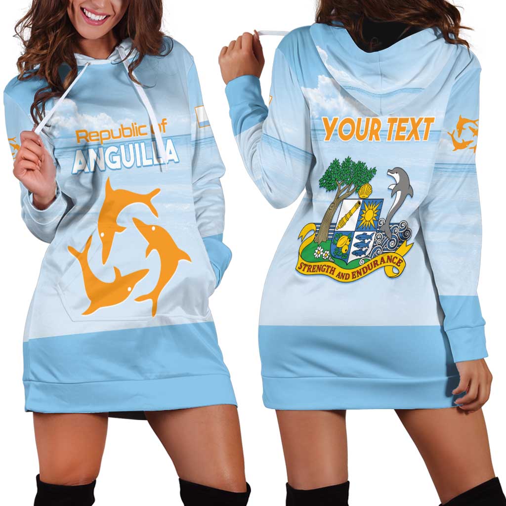 Personalized Republic of Anguilla Hoodie Dress Strength and Endurance - Wonder Print Shop