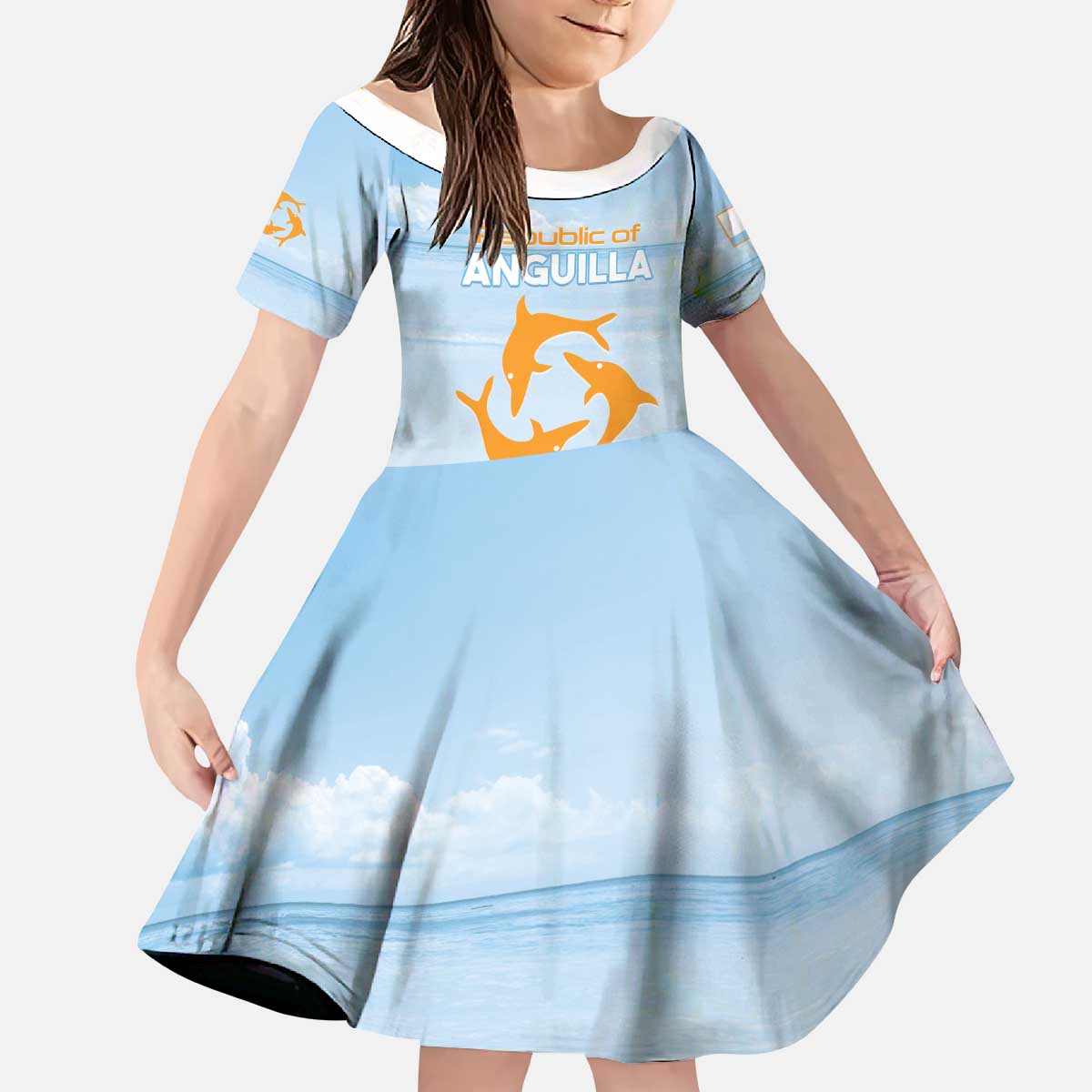 Personalized Republic of Anguilla Kid Short Sleeve Dress Strength and Endurance - Wonder Print Shop