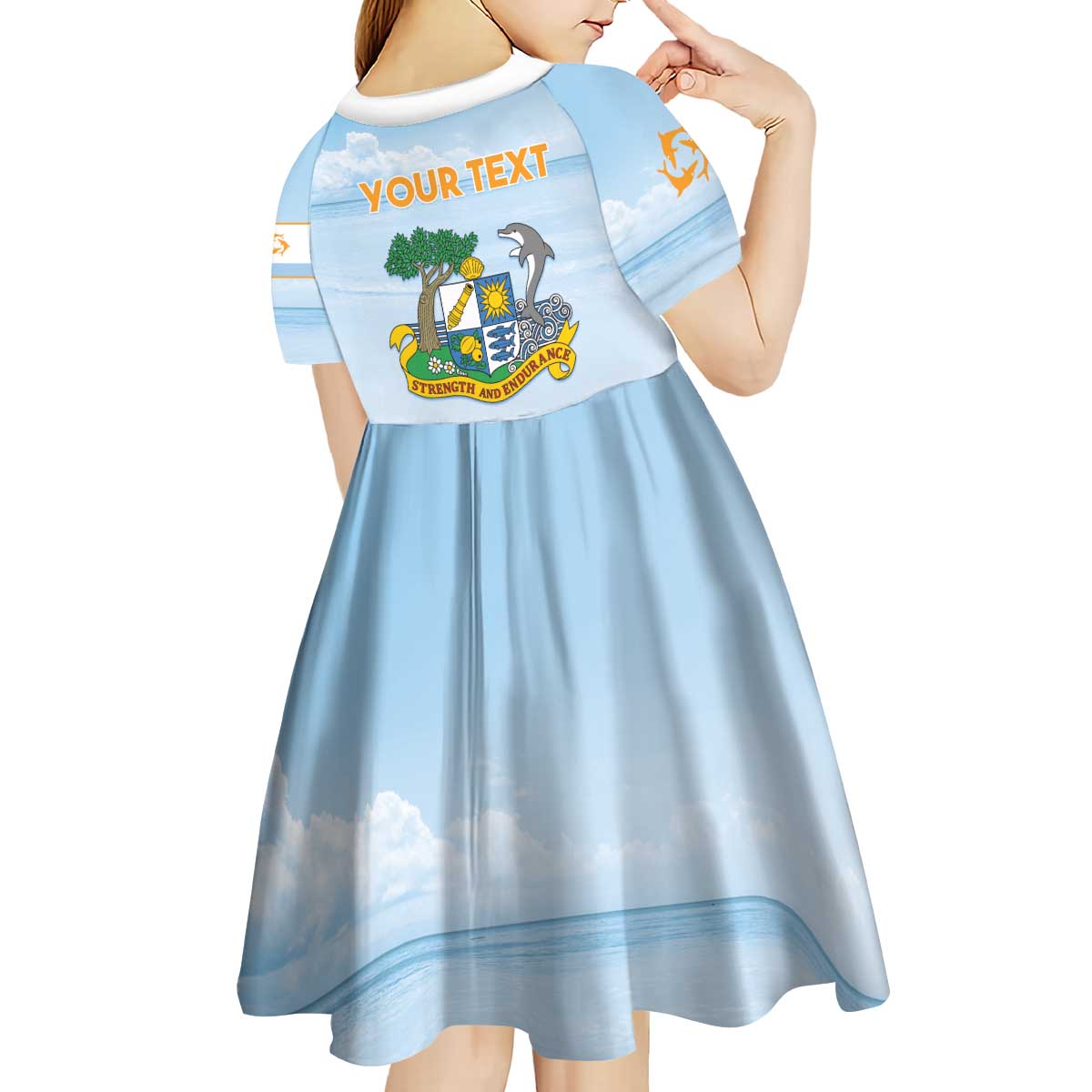 Personalized Republic of Anguilla Kid Short Sleeve Dress Strength and Endurance - Wonder Print Shop