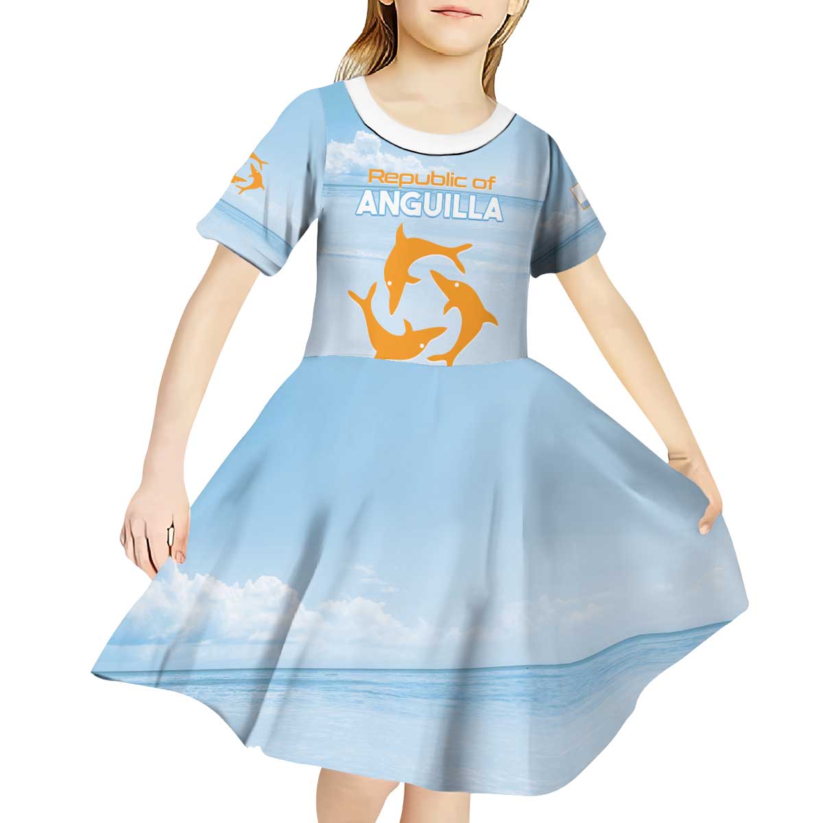 Personalized Republic of Anguilla Kid Short Sleeve Dress Strength and Endurance - Wonder Print Shop