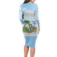 Personalized Republic of Anguilla Long Sleeve Bodycon Dress Strength and Endurance - Wonder Print Shop