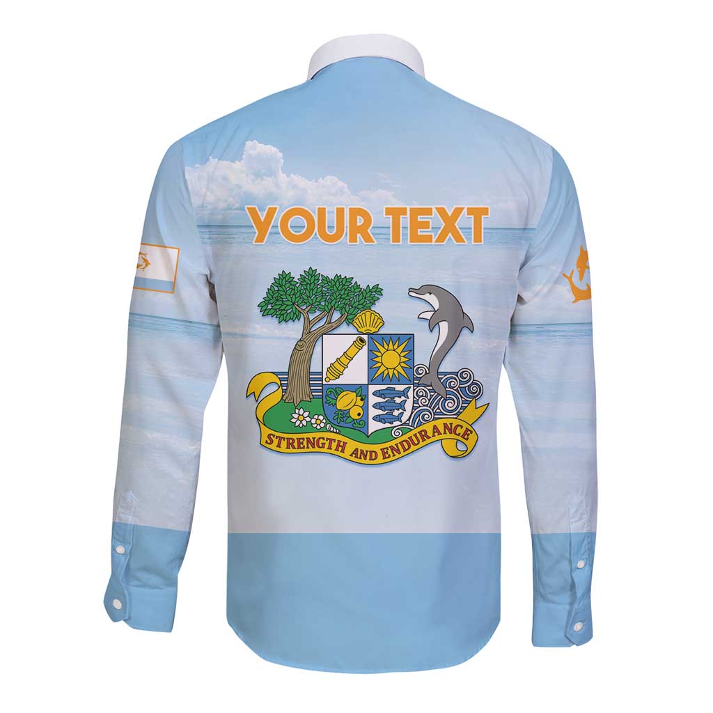 Personalized Republic of Anguilla Long Sleeve Button Shirt Strength and Endurance