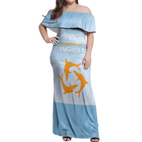 Personalized Republic of Anguilla Off Shoulder Maxi Dress Strength and Endurance - Wonder Print Shop