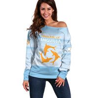 Personalized Republic of Anguilla Off Shoulder Sweater Strength and Endurance - Wonder Print Shop