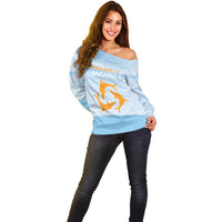 Personalized Republic of Anguilla Off Shoulder Sweater Strength and Endurance - Wonder Print Shop