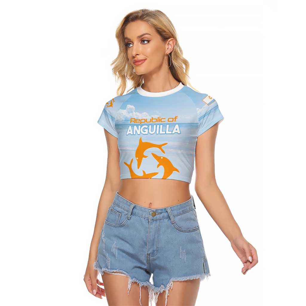 Personalized Republic of Anguilla Raglan Cropped T Shirt Strength and Endurance - Wonder Print Shop