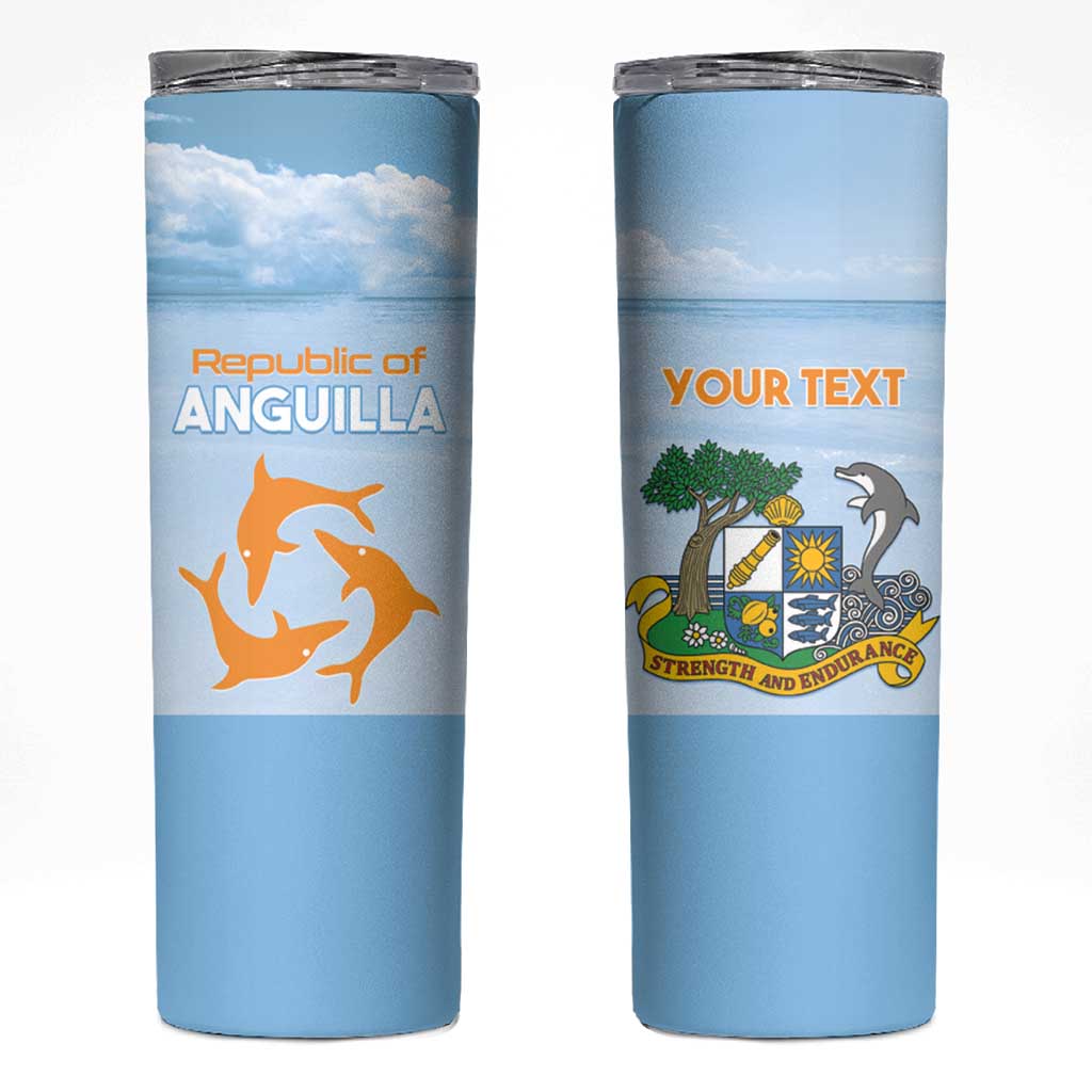 Personalized Republic of Anguilla Skinny Tumbler Strength and Endurance - Wonder Print Shop