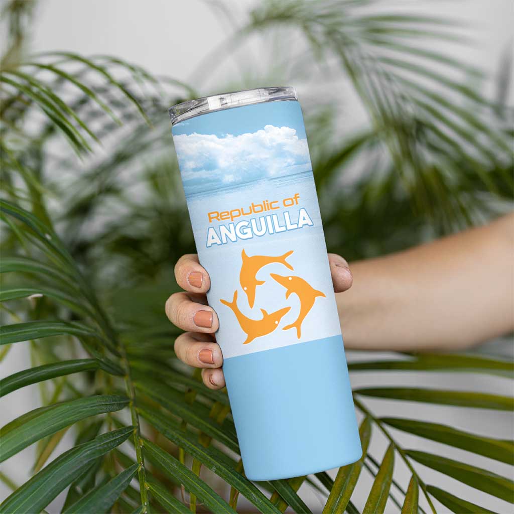 Personalized Republic of Anguilla Skinny Tumbler Strength and Endurance - Wonder Print Shop
