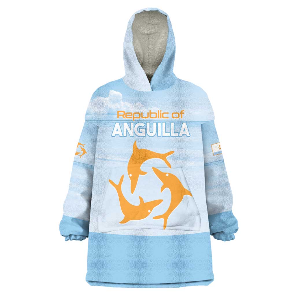 Personalized Republic of Anguilla Wearable Blanket Hoodie Strength and Endurance - Wonder Print Shop