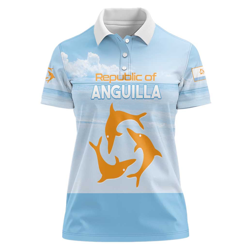 Personalized Republic of Anguilla Women Polo Shirt Strength and Endurance - Wonder Print Shop