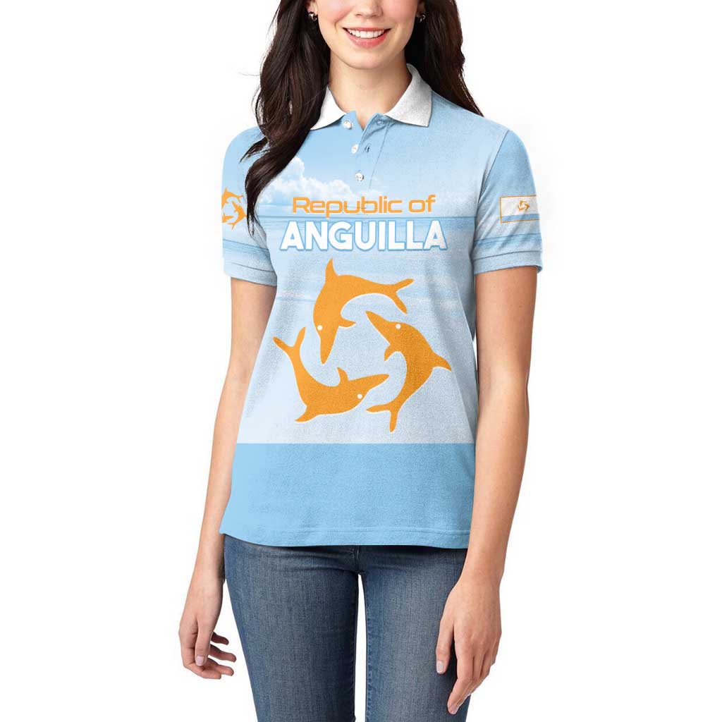 Personalized Republic of Anguilla Women Polo Shirt Strength and Endurance - Wonder Print Shop