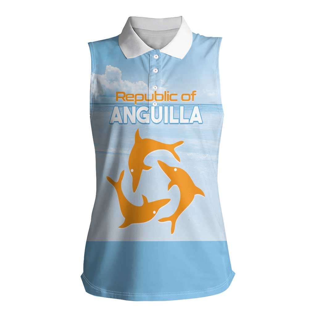Personalized Republic of Anguilla Women Sleeveless Polo Shirt Strength and Endurance - Wonder Print Shop