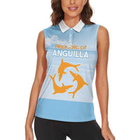 Personalized Republic of Anguilla Women Sleeveless Polo Shirt Strength and Endurance - Wonder Print Shop