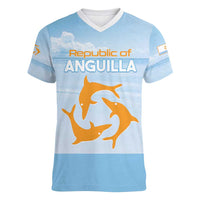 Personalized Republic of Anguilla Women V-Neck T-Shirt Strength and Endurance - Wonder Print Shop