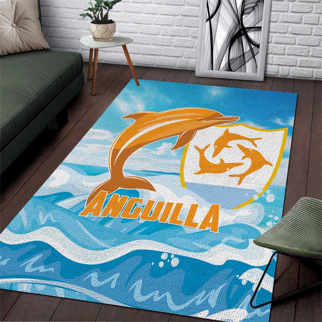 Anguilla Area Rug Three Orange Gold Natural Dolphins - Wonder Print Shop