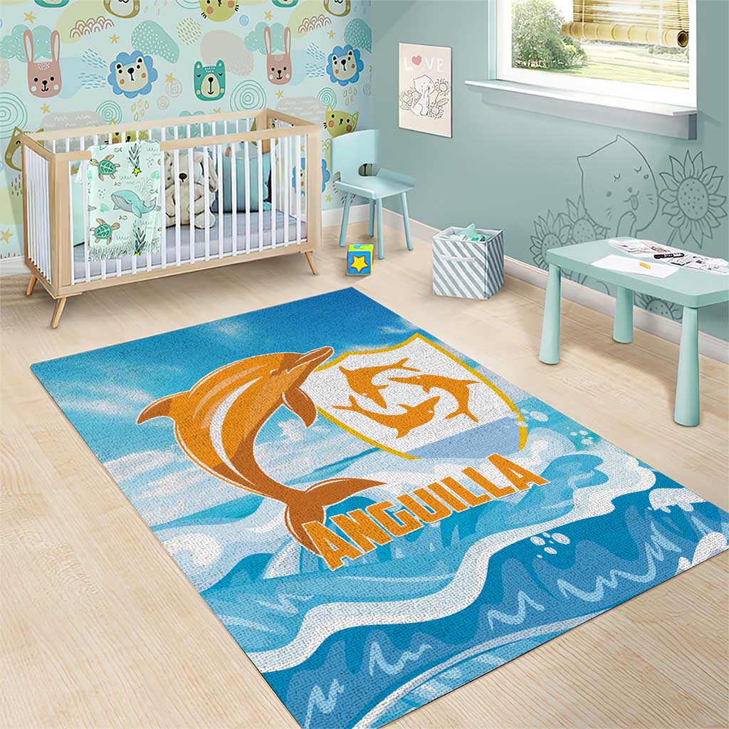 Anguilla Area Rug Three Orange Gold Natural Dolphins - Wonder Print Shop