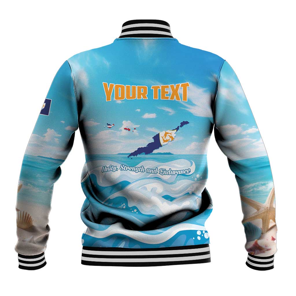 Personalized Anguilla Baseball Jacket Three Orange Gold Natural Dolphins - Wonder Print Shop