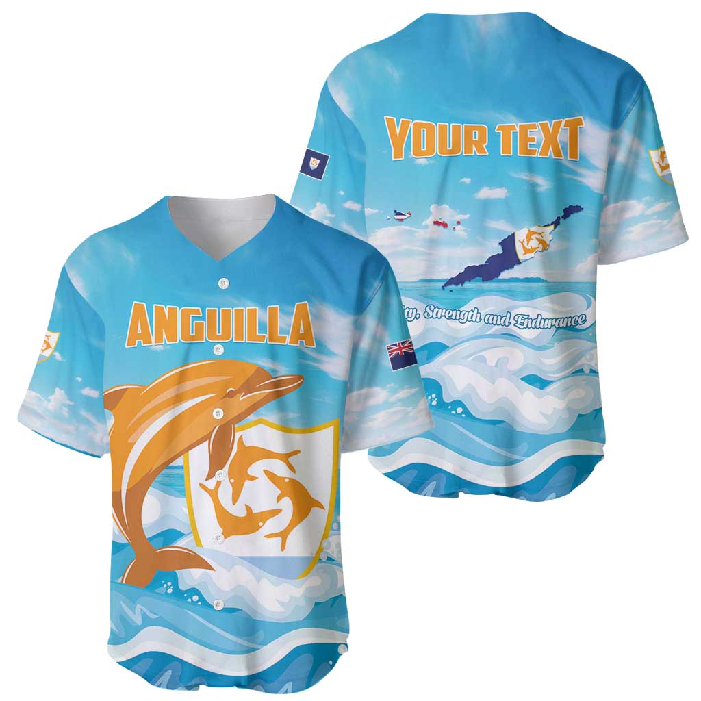 Personalized Anguilla Baseball Jersey Three Orange Gold Natural Dolphins - Wonder Print Shop