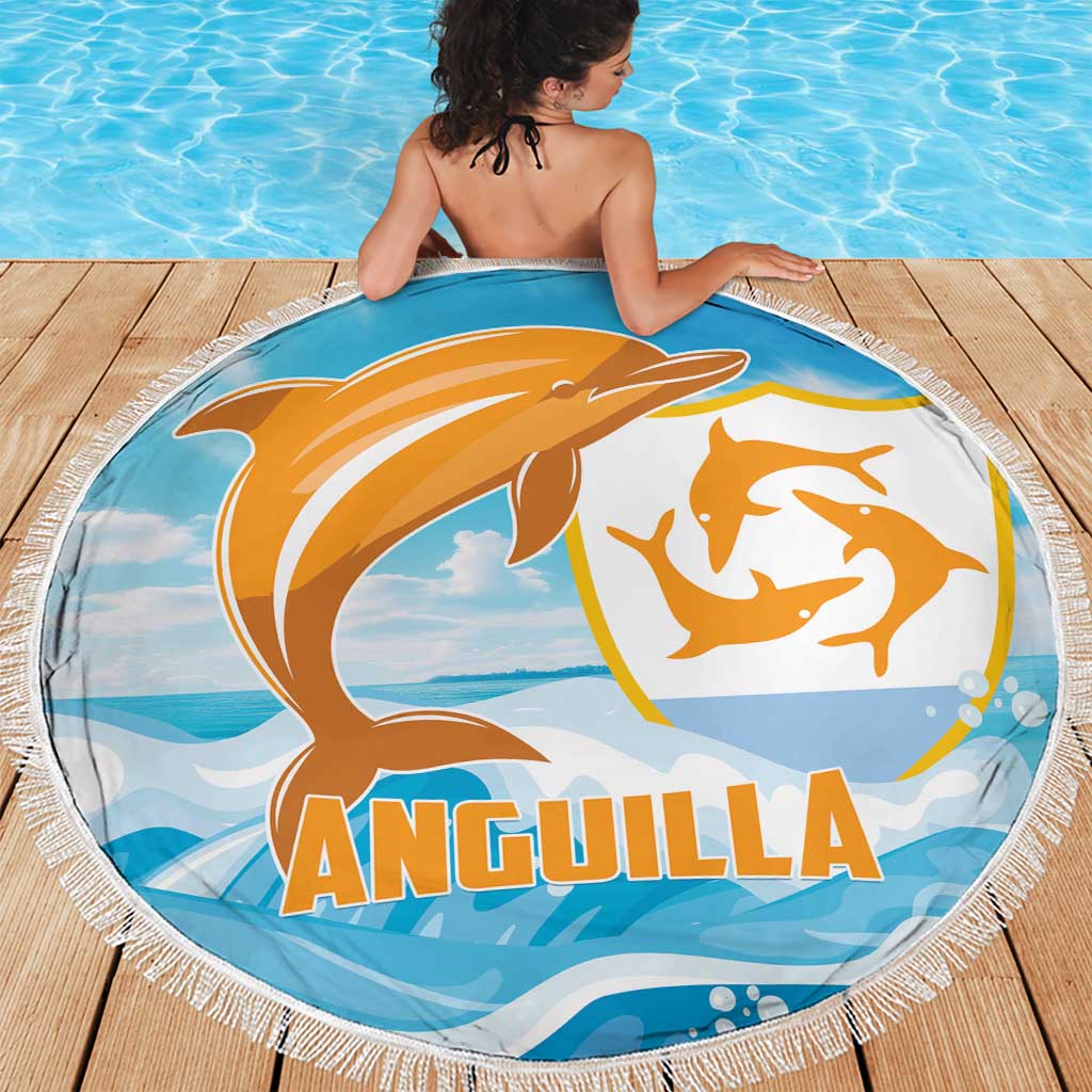 Anguilla Beach Blanket Three Orange Gold Natural Dolphins - Wonder Print Shop