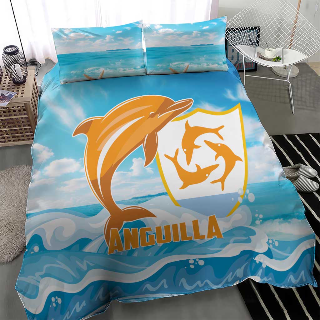 Anguilla Bedding Set Three Orange Gold Natural Dolphins - Wonder Print Shop