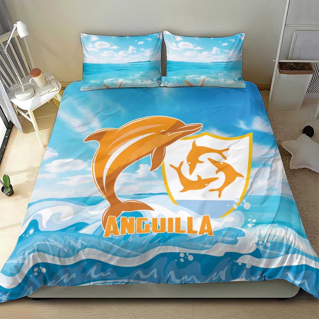 Anguilla Bedding Set Three Orange Gold Natural Dolphins - Wonder Print Shop