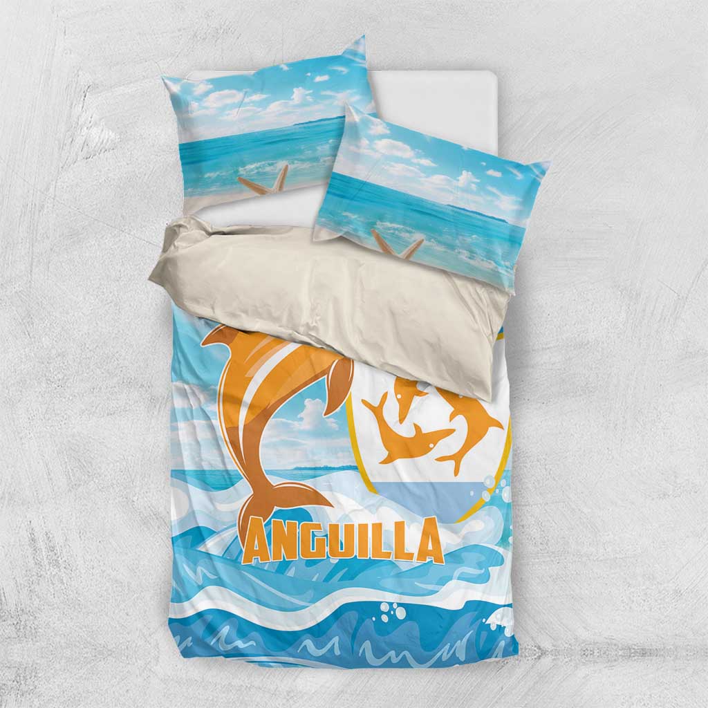 Anguilla Bedding Set Three Orange Gold Natural Dolphins - Wonder Print Shop