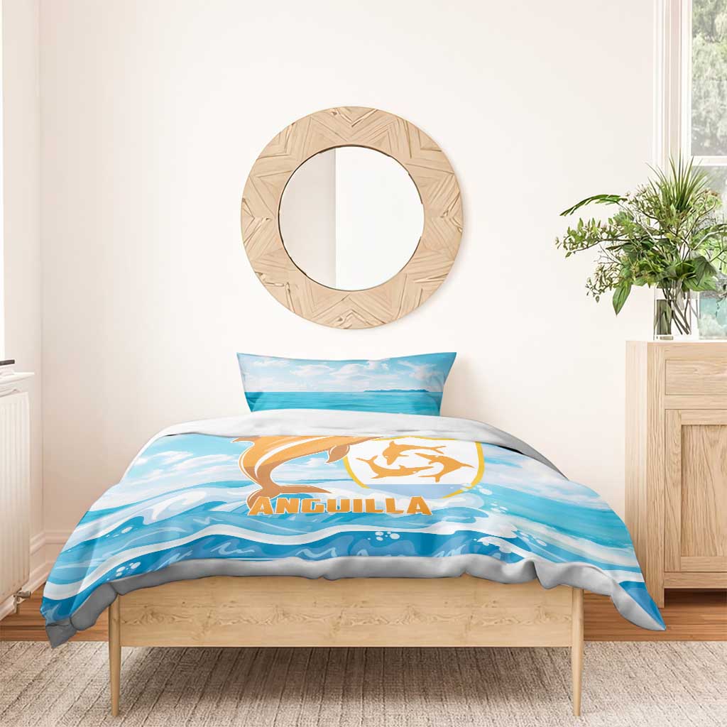 Anguilla Bedding Set Three Orange Gold Natural Dolphins - Wonder Print Shop