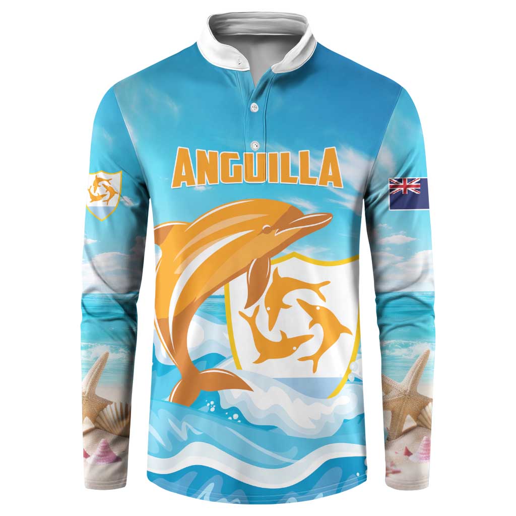 Personalized Anguilla Button Sweatshirt Three Orange Gold Natural Dolphins - Wonder Print Shop
