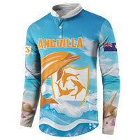 Personalized Anguilla Button Sweatshirt Three Orange Gold Natural Dolphins - Wonder Print Shop