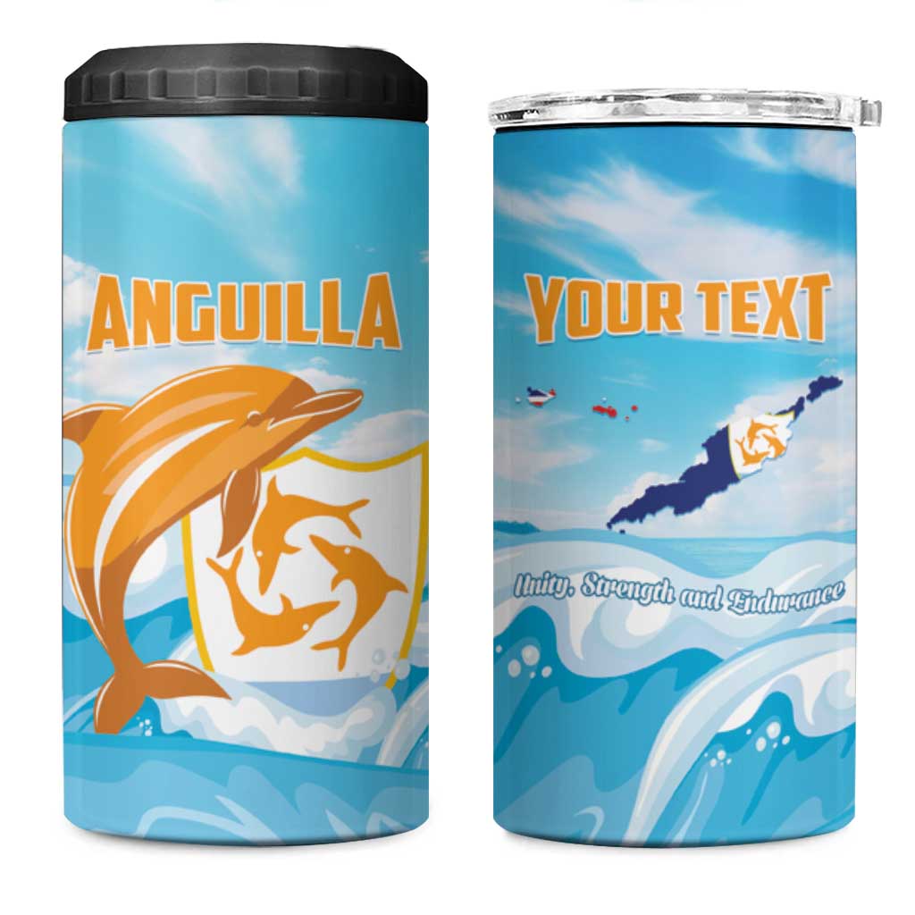 Personalized Anguilla 4 in 1 Can Cooler Tumbler Three Orange Gold Natural Dolphins