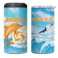 Personalized Anguilla 4 in 1 Can Cooler Tumbler Three Orange Gold Natural Dolphins