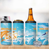 Personalized Anguilla 4 in 1 Can Cooler Tumbler Three Orange Gold Natural Dolphins