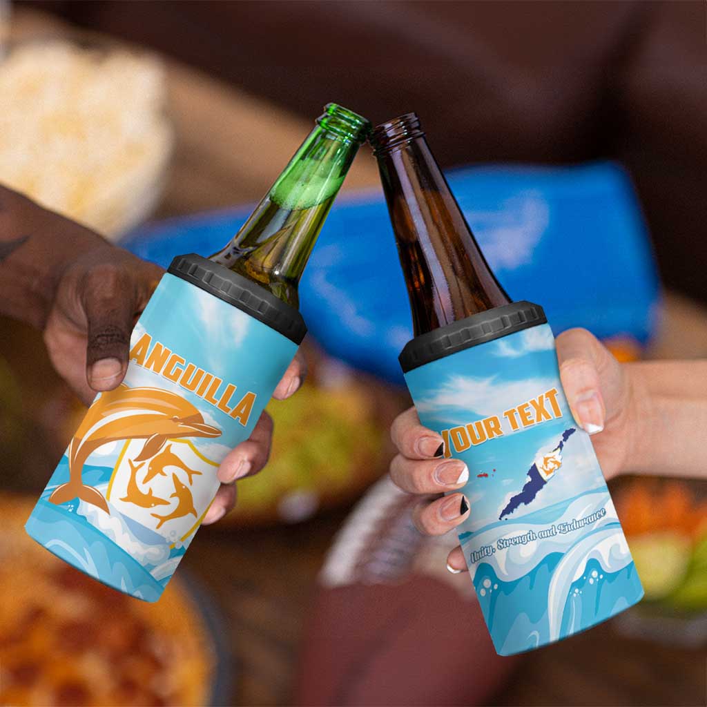 Personalized Anguilla 4 in 1 Can Cooler Tumbler Three Orange Gold Natural Dolphins